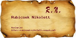 Rubicsek Nikolett névjegykártya